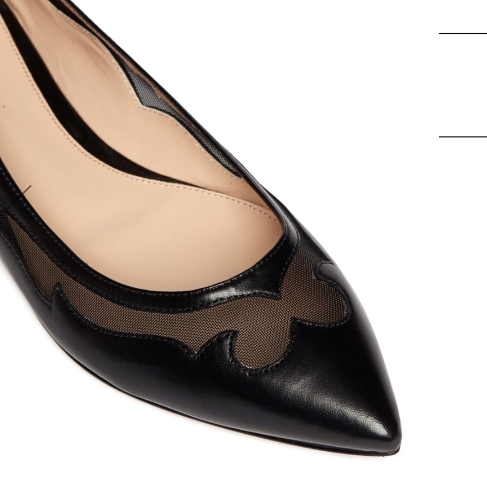 Gianvito Rossi Mesh Insert Point Toe Leather Flats - image 2